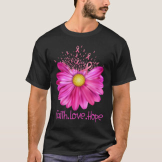 Floral Faith Love Hope Breast Cancer Awareness T-Shirt