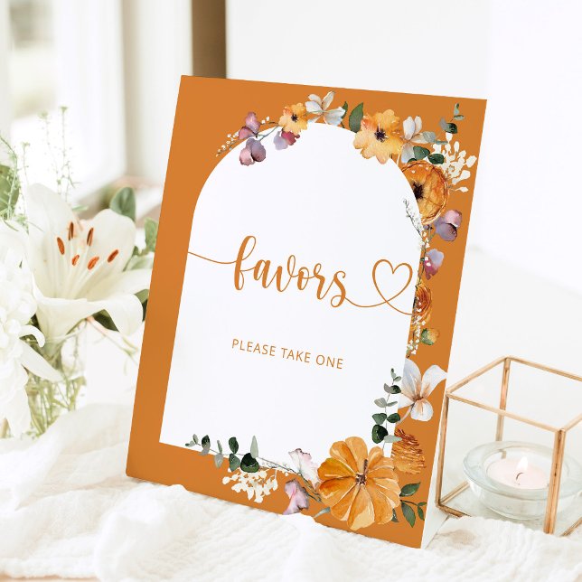 Floral fall arch pumpkin Favour please take one Pedestal Sign (Creator Uploaded)