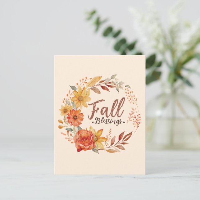 Floral Fall Blessings Postcard (Standing Front)