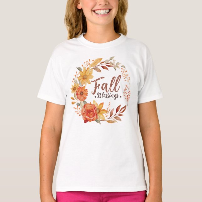 Floral Fall Blessings T-Shirt (Front)