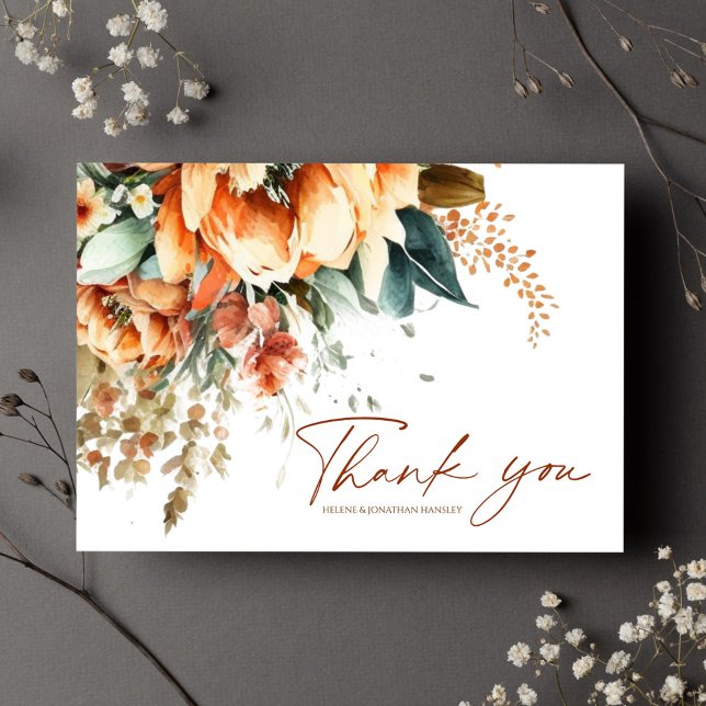 Floral Fall Boho Wedding Thank You Card (Floral Fall Boho Wedding Thank You Card)