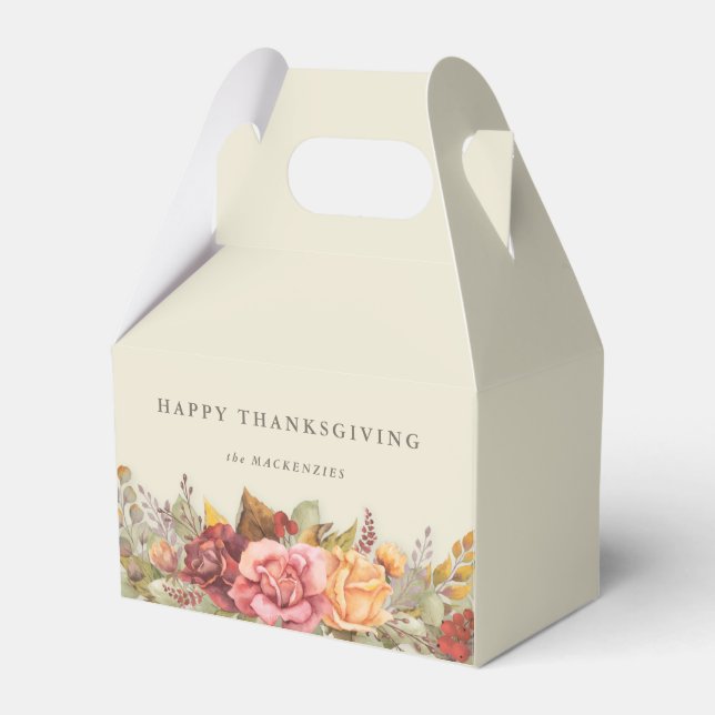Floral Fall Border Thanksgiving Favour Box (Front Side)