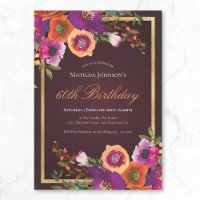 Floral Fall Burgundy 60th Birthday Party
