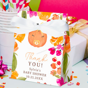 Floral Fall cute little pumpkin baby shower Favour Box