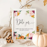 Floral fall date night ideas. Date jar bridal game Poster<br><div class="desc">Floral fall date night ideas. Date jar bridal game. 
Matching items available.</div>