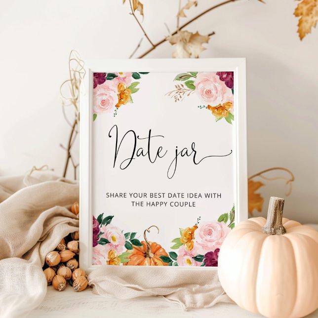 Floral fall date night ideas. Date jar bridal game Poster (Creator Uploaded)