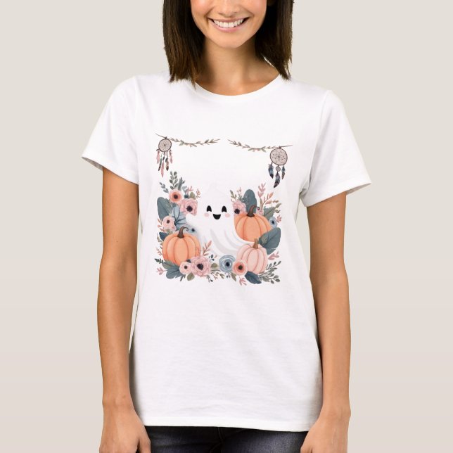 Floral Fall Halloween T-Shirt (Front)