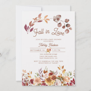 Floral Fall in Love Baby Shower Invitation