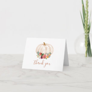 Floral Fall In Love Pumpkin Wedding Thank You Card