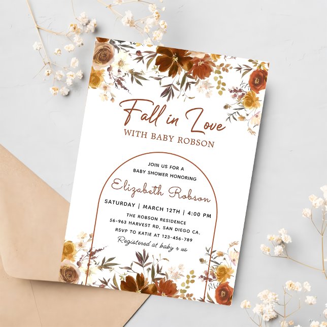 Floral Fall in love rustic Autumn Baby Shower  Invitation (Creator Uploaded)