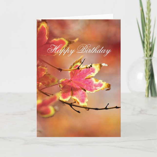 Floral Fall Leaves "Birthday" Card (Front)