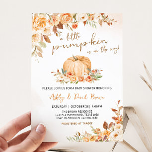 Floral Fall Little Pumpkin Baby Shower Invitation