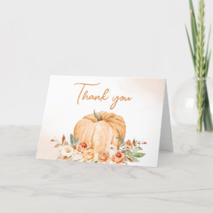 Floral Fall Little Pumpkin Baby Shower Thank You Card