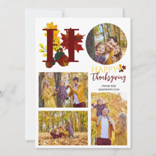 Floral Fall Modern Happy thanksgiving family photo Holiday Card