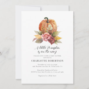 Floral Fall Pumpkin Baby Shower Invitation