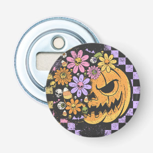 Floral Fall Pumpkin Halloween Bottle Opener