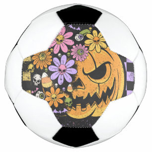 Floral Fall Pumpkin Halloween Soccer Ball