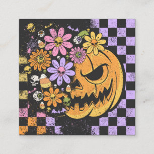 Floral Fall Pumpkin Halloween Square Business Card