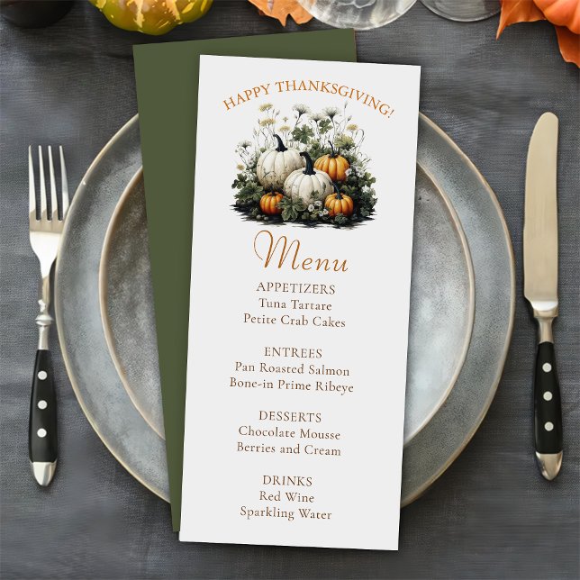 Floral Fall Pumpkin Thanksgiving Dinner Menu (Creator Uploaded)