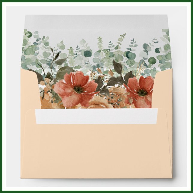 Floral Fall Terracotta Watercolor Wedding    Envelope (Creator Uploaded)