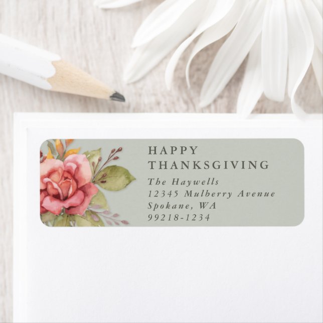 Floral Fall/Thanksgiving Message Return Address (Insitu)