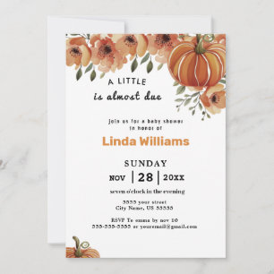 Floral Fall Theme   Little Pumpkin Baby Shower  Invitation
