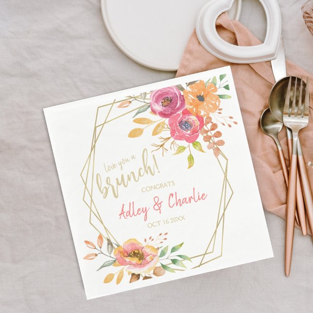 Floral Fall Watercolor Brunch Wedding Shower Napki Napkin (Creator Uploaded)