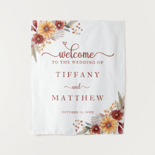 Floral Fall Wedding Welcome Tapestry