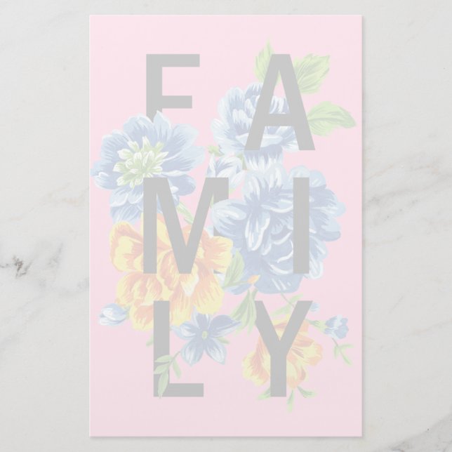 Floral Family Quote Stationery (Front)
