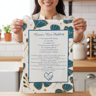 Floral Family Recipe Keepsake Custom  Tea Towel