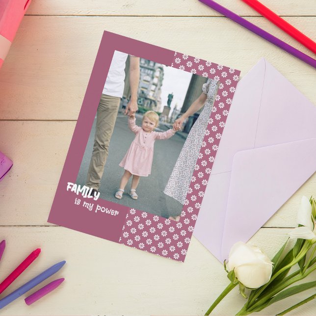  Floral family's Day custom photo Holiday Card (Creator Uploaded)