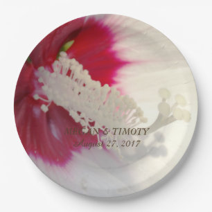 Floral Fancy Pink White Elegant Glamour Paper Plat Plate