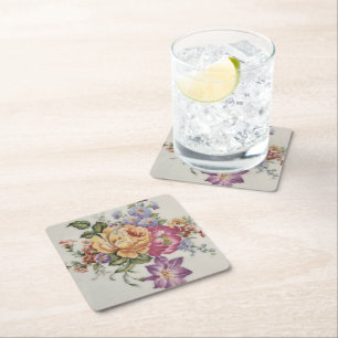Floral Fancy  Square Paper Coaster