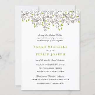Floral Fancy Swirls Formal Wedding Invitations