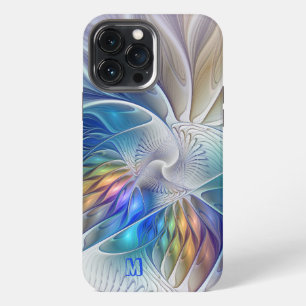 Floral Fantasy, Abstract Fractal Flower Monogram iPhone 13 Pro Max Case