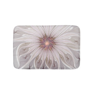 Floral Fantasy, Abstract Modern Pastel Flower Bath Mat