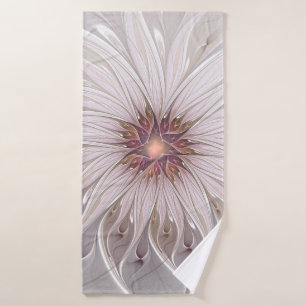 Floral Fantasy, Abstract Modern Pastel Flower Bath Towel