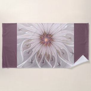 Floral Fantasy, Abstract Modern Pastel Flower Beach Towel