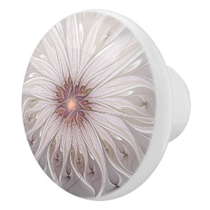 Floral Fantasy, Abstract Modern Pastel Flower Ceramic Knob