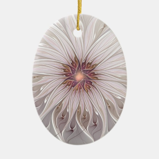 Floral Fantasy, Abstract Modern Pastel Flower Ceramic Tree Decoration (Front)