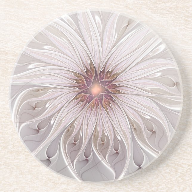 Floral Fantasy, Abstract Modern Pastel Flower Coaster (Front)