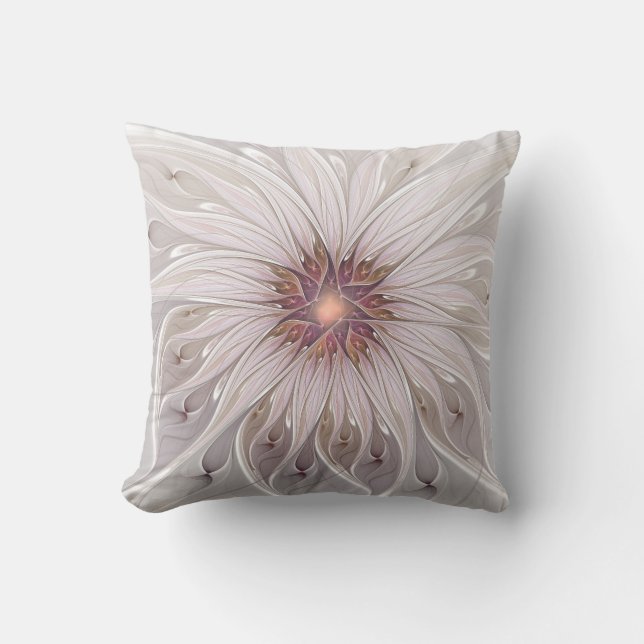 Floral Fantasy, Abstract Modern Pastel Flower Cushion (Front)