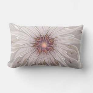 Floral Fantasy, Abstract Modern Pastel Flower Lumbar Cushion