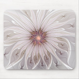 Floral Fantasy, Abstract Modern Pastel Flower Mouse Pad