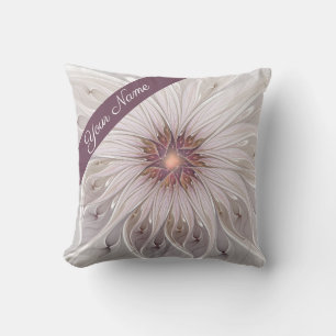 Floral Fantasy, Abstract Modern Pastel Flower Name Cushion