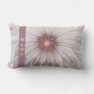 Floral Fantasy, Abstract Modern Pastel Flower Name Lumbar Cushion