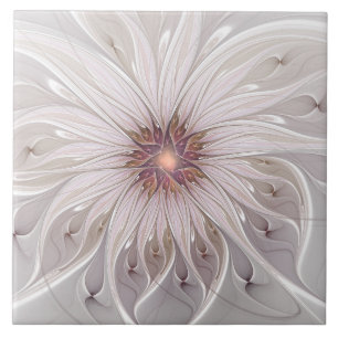 Floral Fantasy, Abstract Modern Pastel Flower Tile