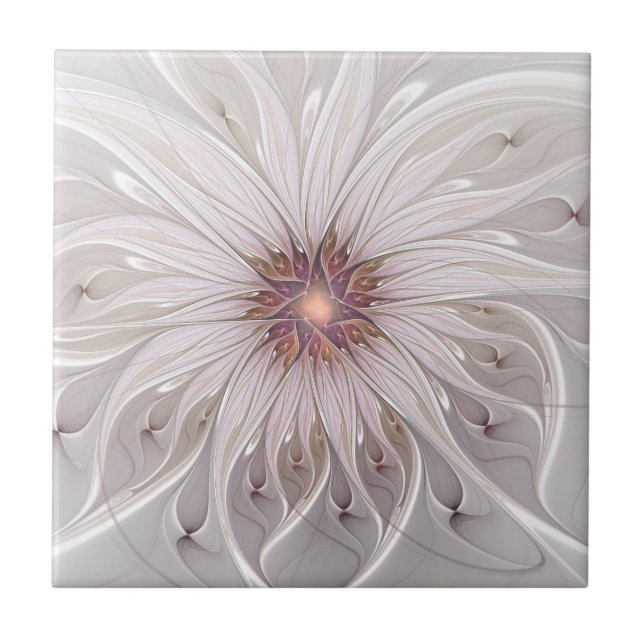 Floral Fantasy, Abstract Modern Pastel Flower Tile (Front)