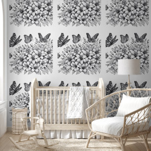 Floral Fantasy Butterfly Colouring Wallpaper