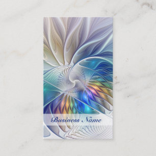 Floral Fantasy, Colourful Abstract Fractal Flower Business Card